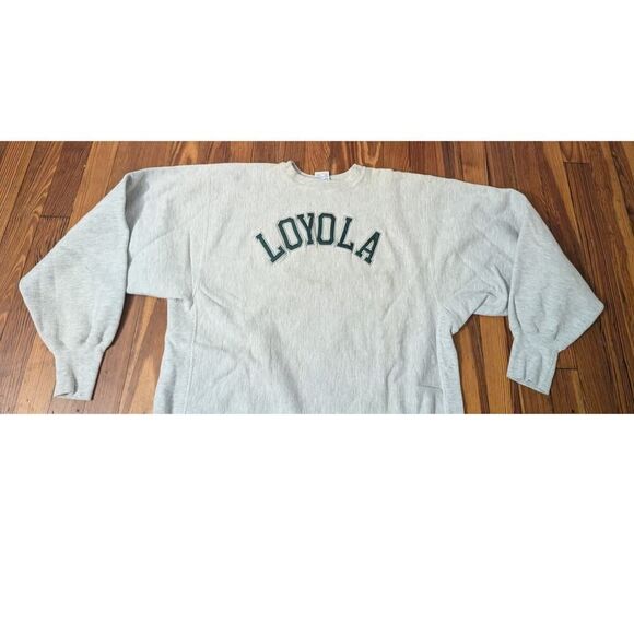Vintage 90s Loyola University Chicago Champion Reverse Weave Gray Sweatshirt XXL - Picture 3 of 6